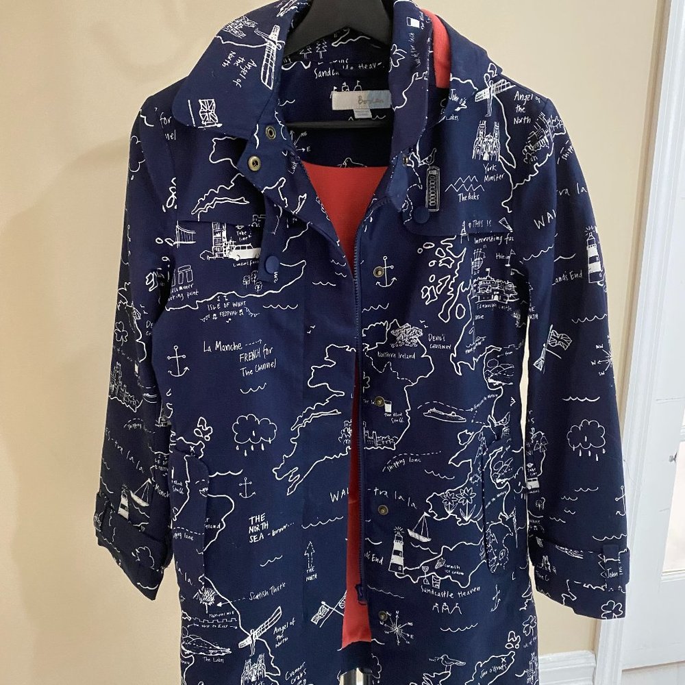 Boden Mac Navy Maps Print Parka